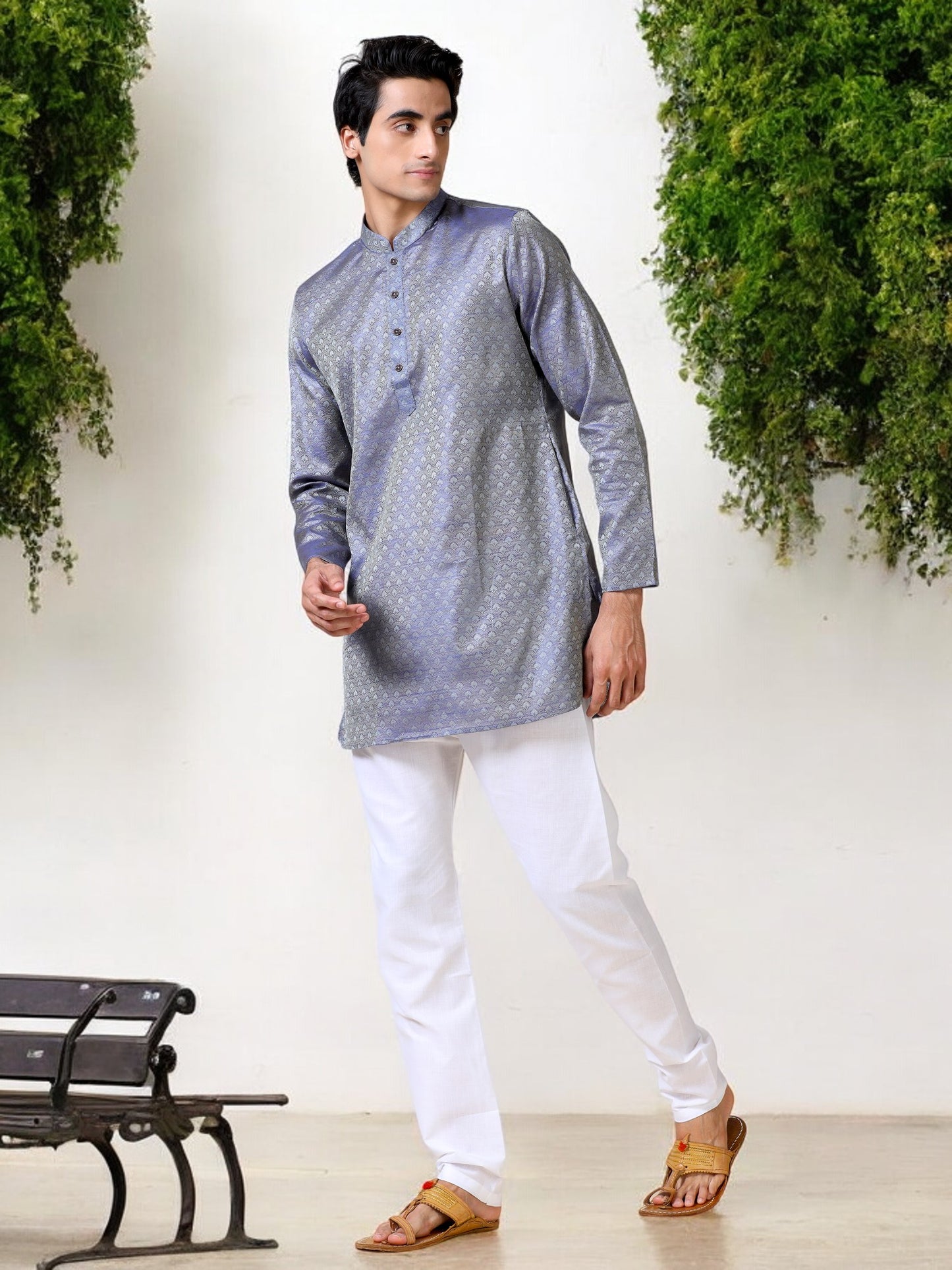 Tattva  Men Printed Cotton Blend Straight Kurta