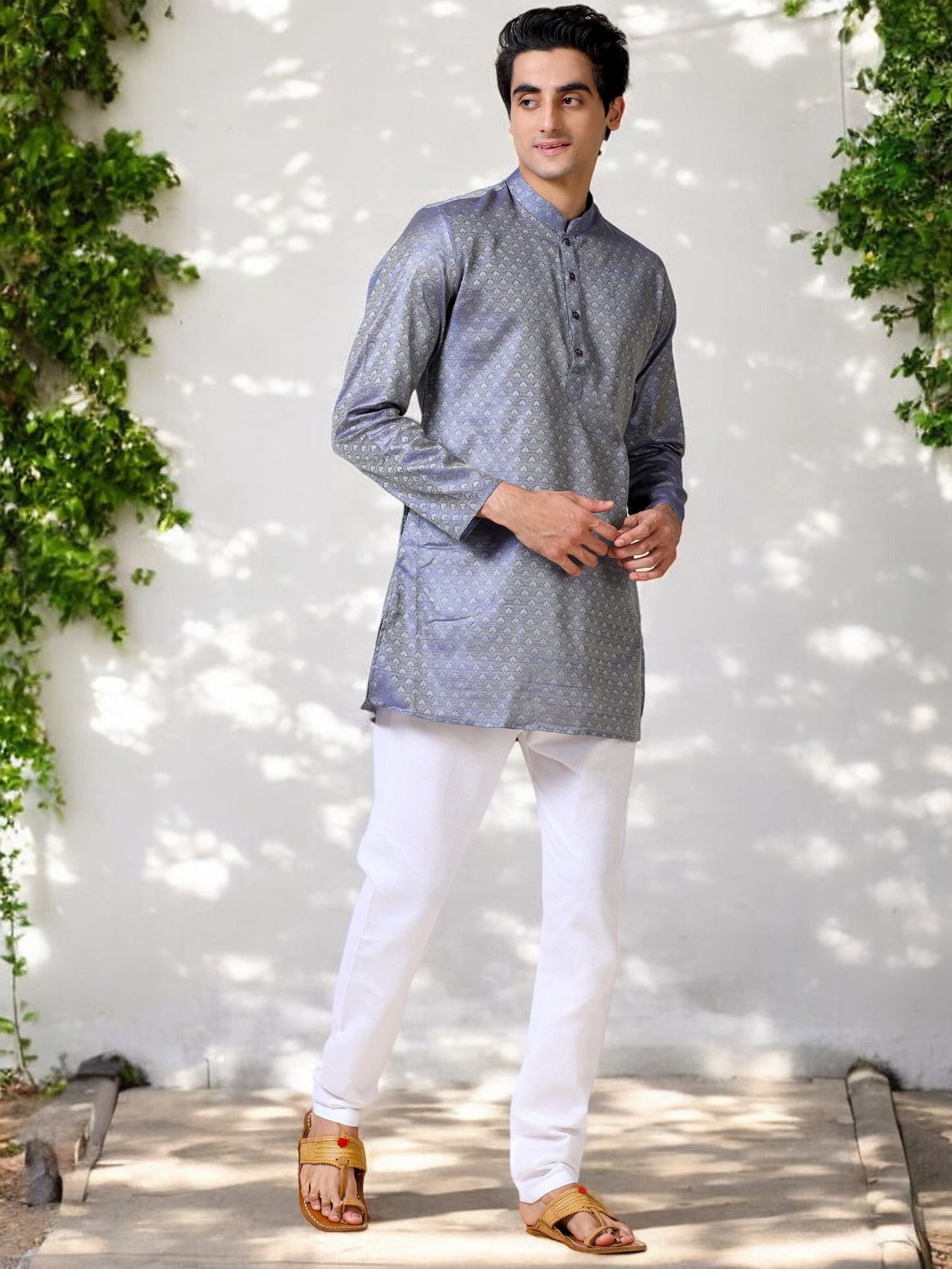 Tattva  Men Printed Cotton Blend Straight Kurta