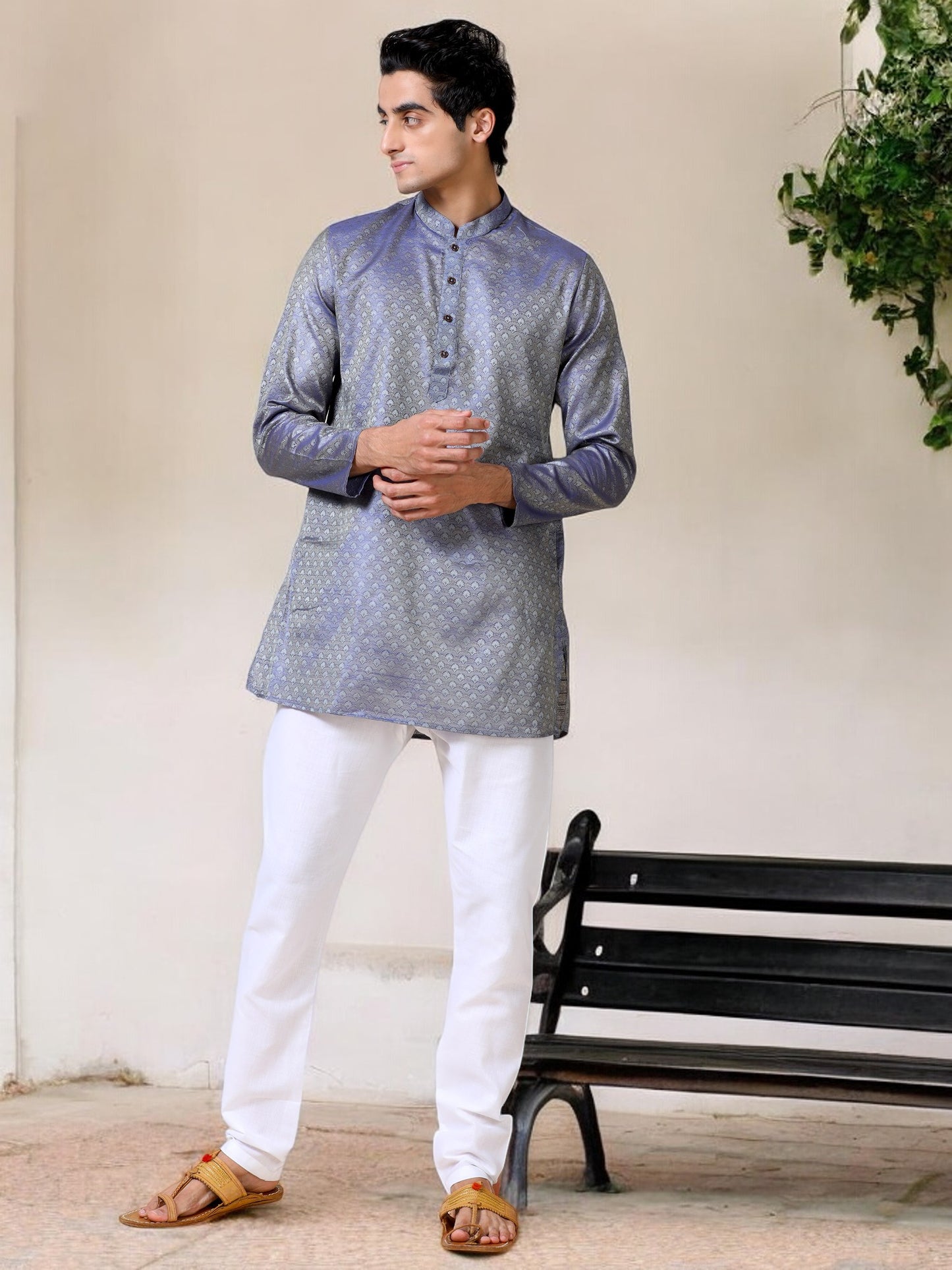 Tattva  Men Printed Cotton Blend Straight Kurta