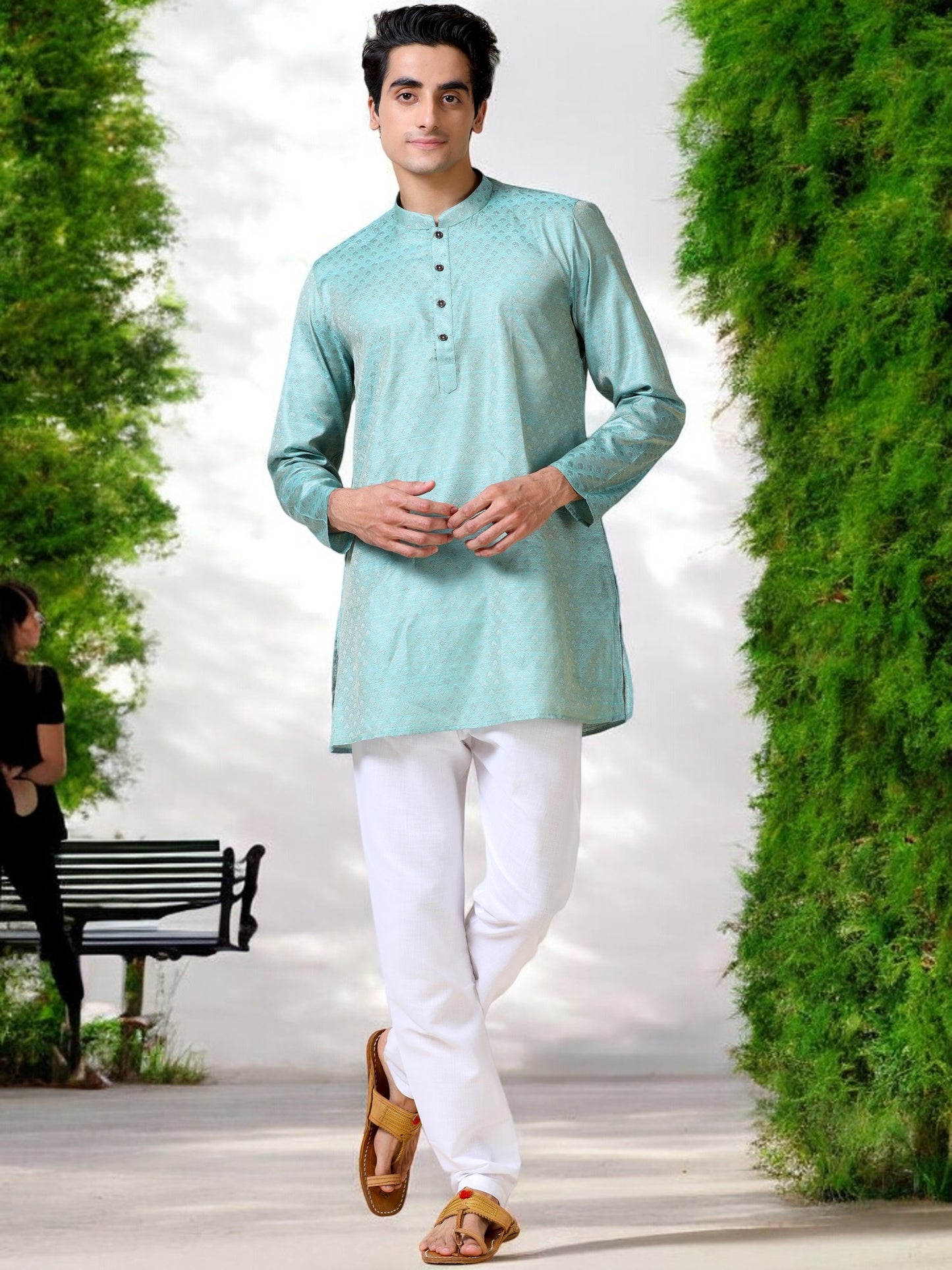 Tattva Men Printed Cotton Blend Straight Kurta