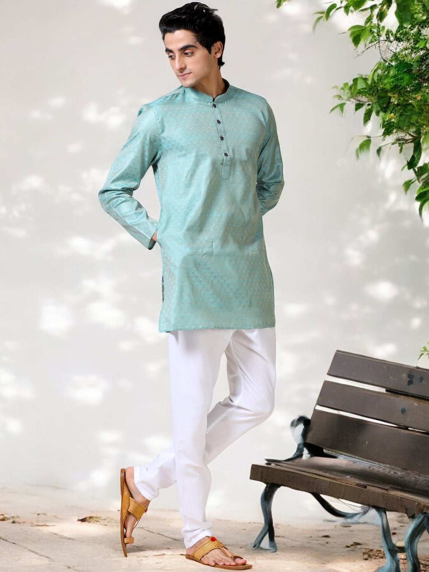 Tattva Men Printed Cotton Blend Straight Kurta