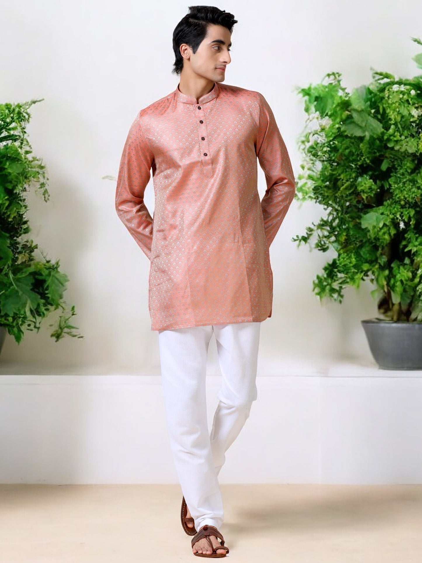 Tattva Men Printed Cotton Blend Straight Kurta