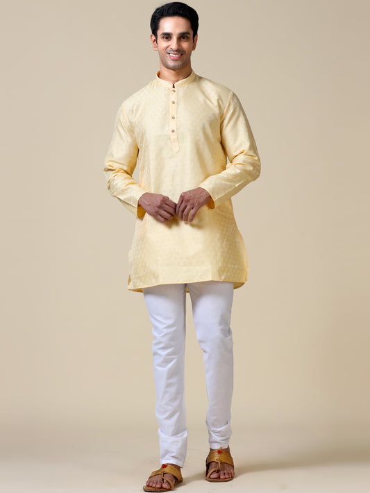 Tattva Men Solid Cotton Blend Straight Kurta