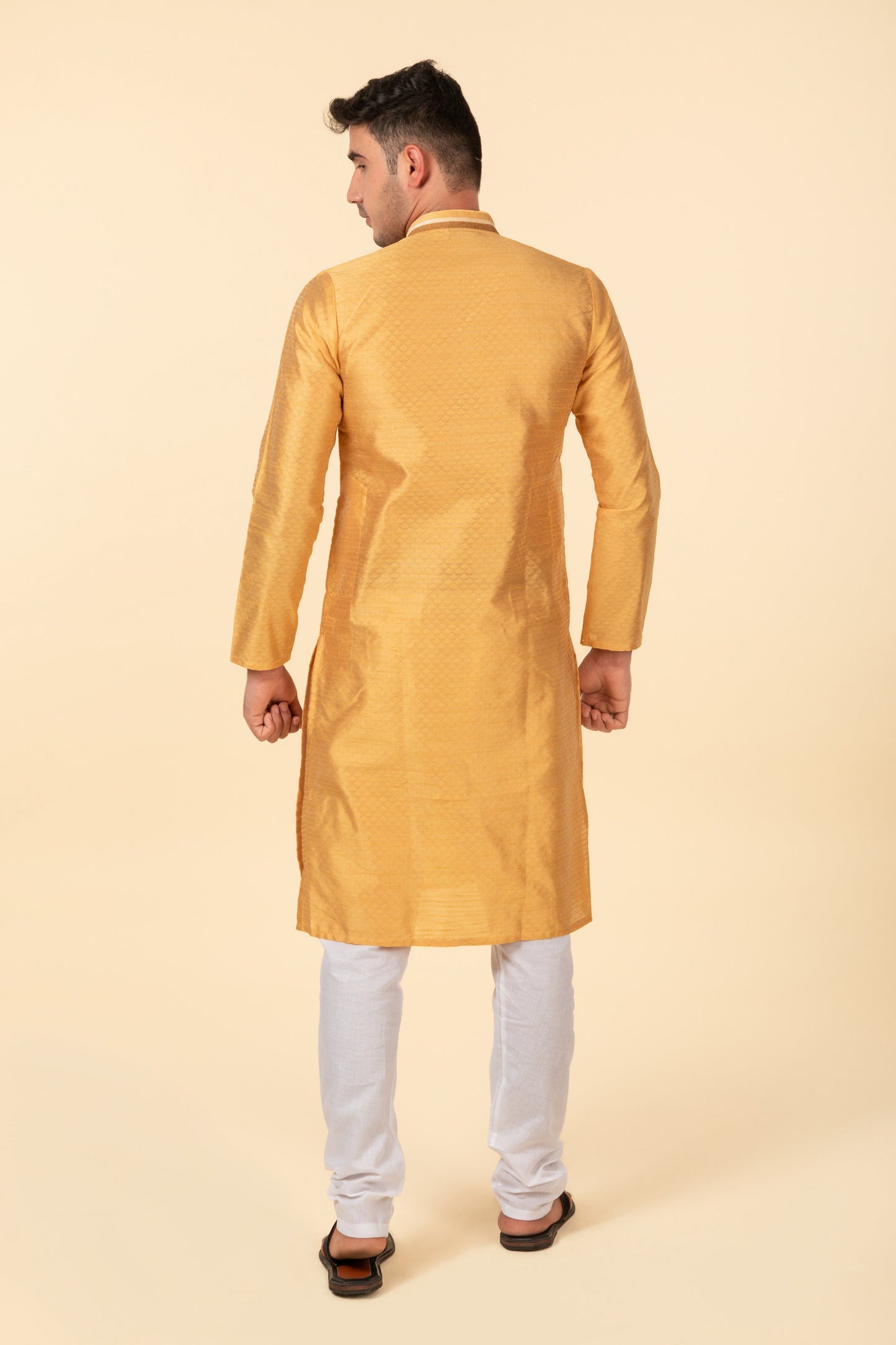 Gold Jacquard Long Kurta
