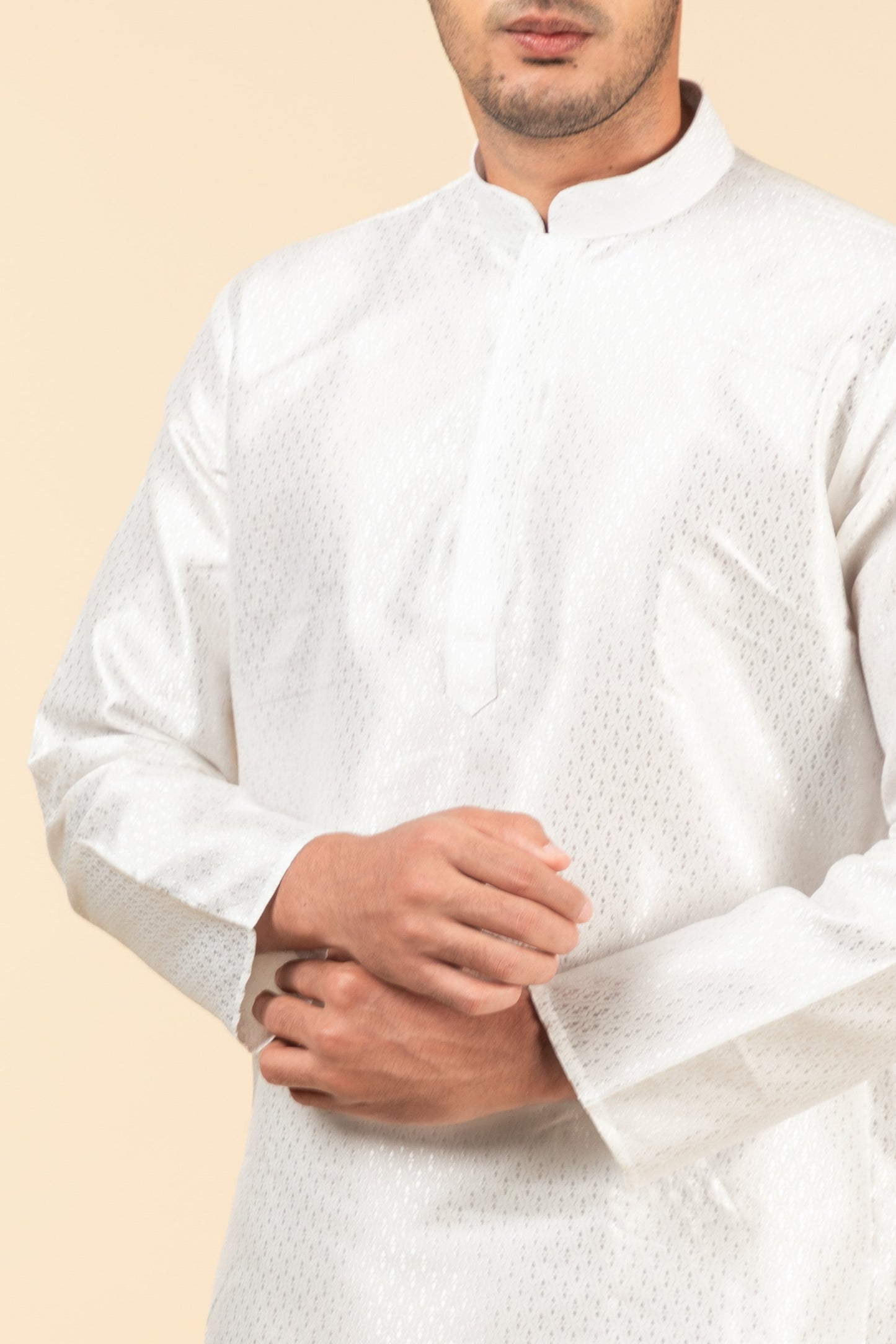 White Flower Pattern Kurta