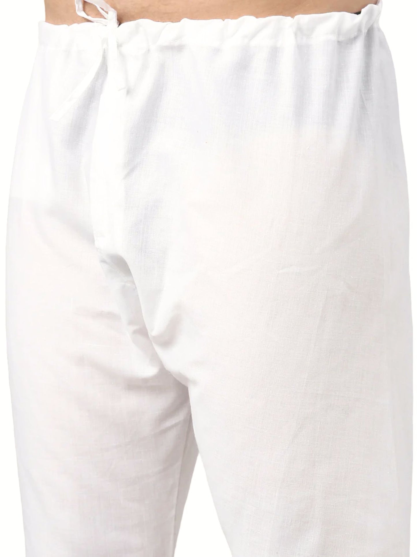 Beige Cotton Long Kurta With Pyjamas