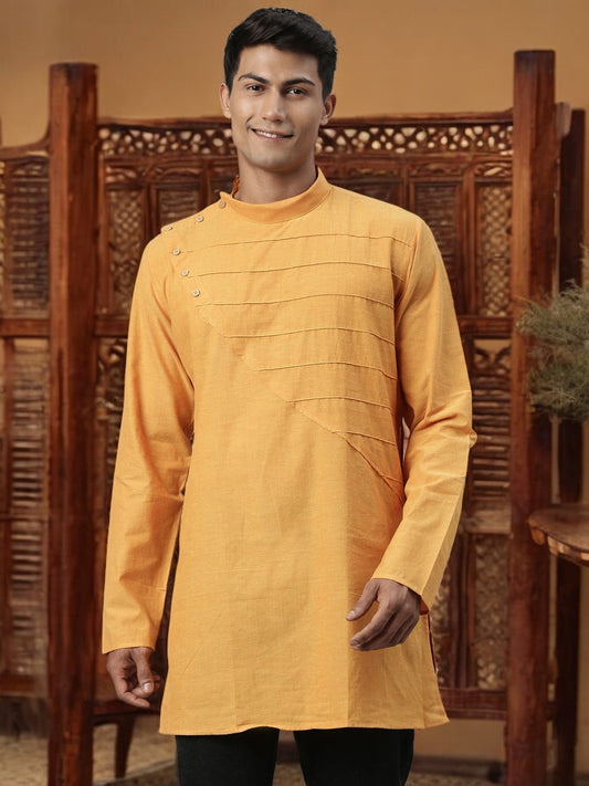 Tattva Yellow Cotton Straight Designing Cotton Kurta