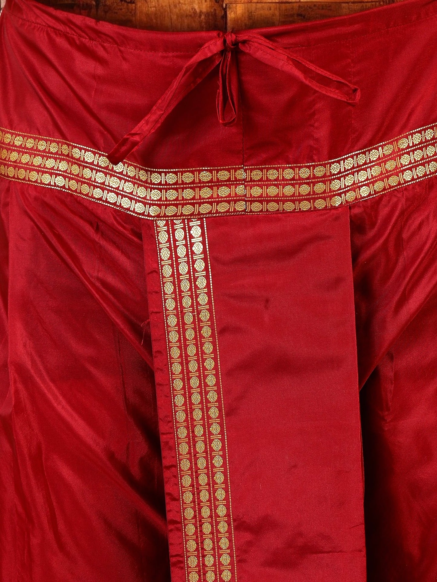 Tattva Art Silk Maroon Dhoti with Shalya (Angavasthram)