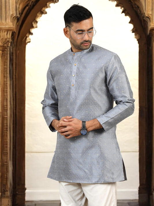 Tattva Men Silver Thread Work Kurta