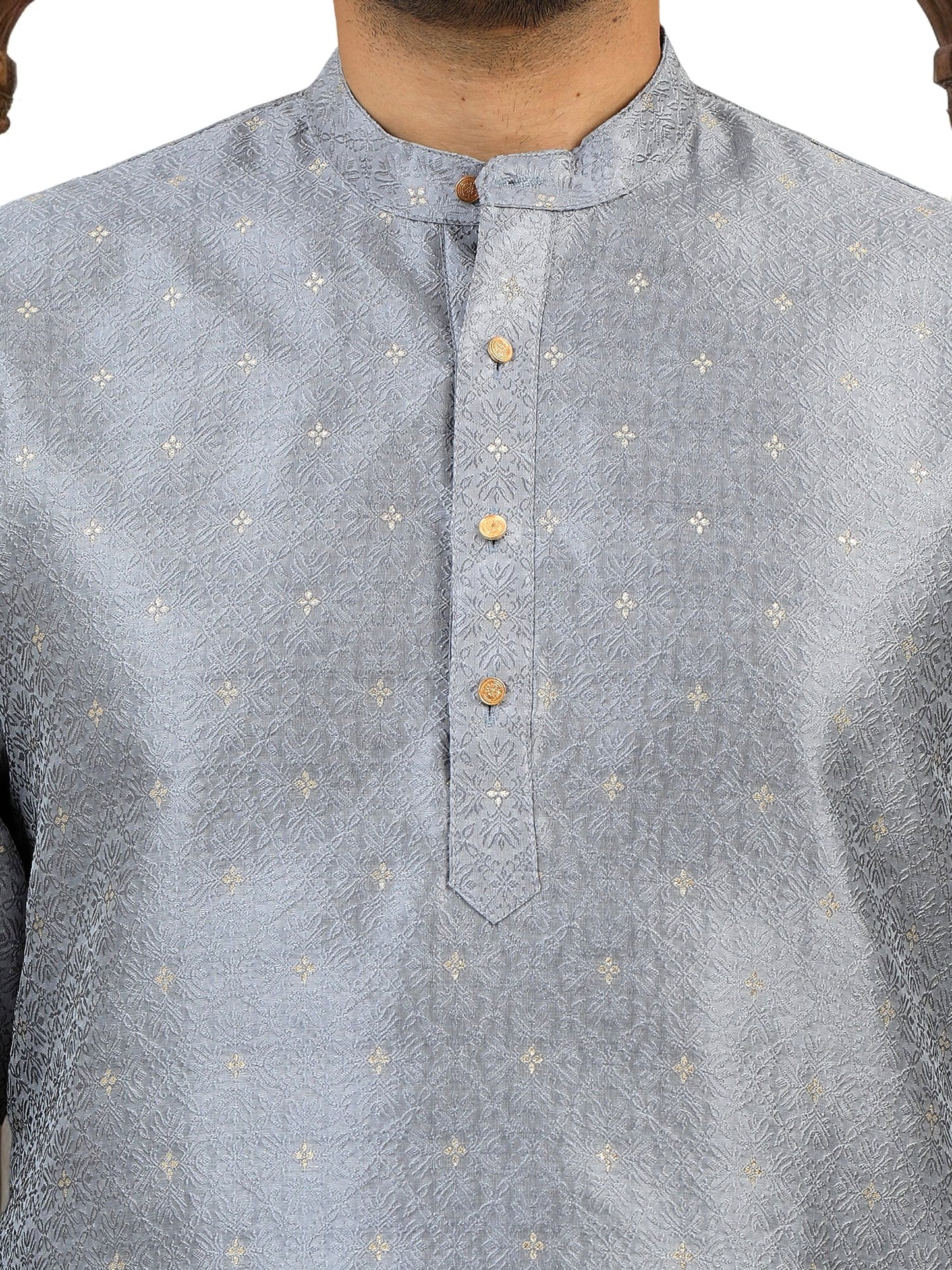 Tattva Men Silver Thread Work Kurta