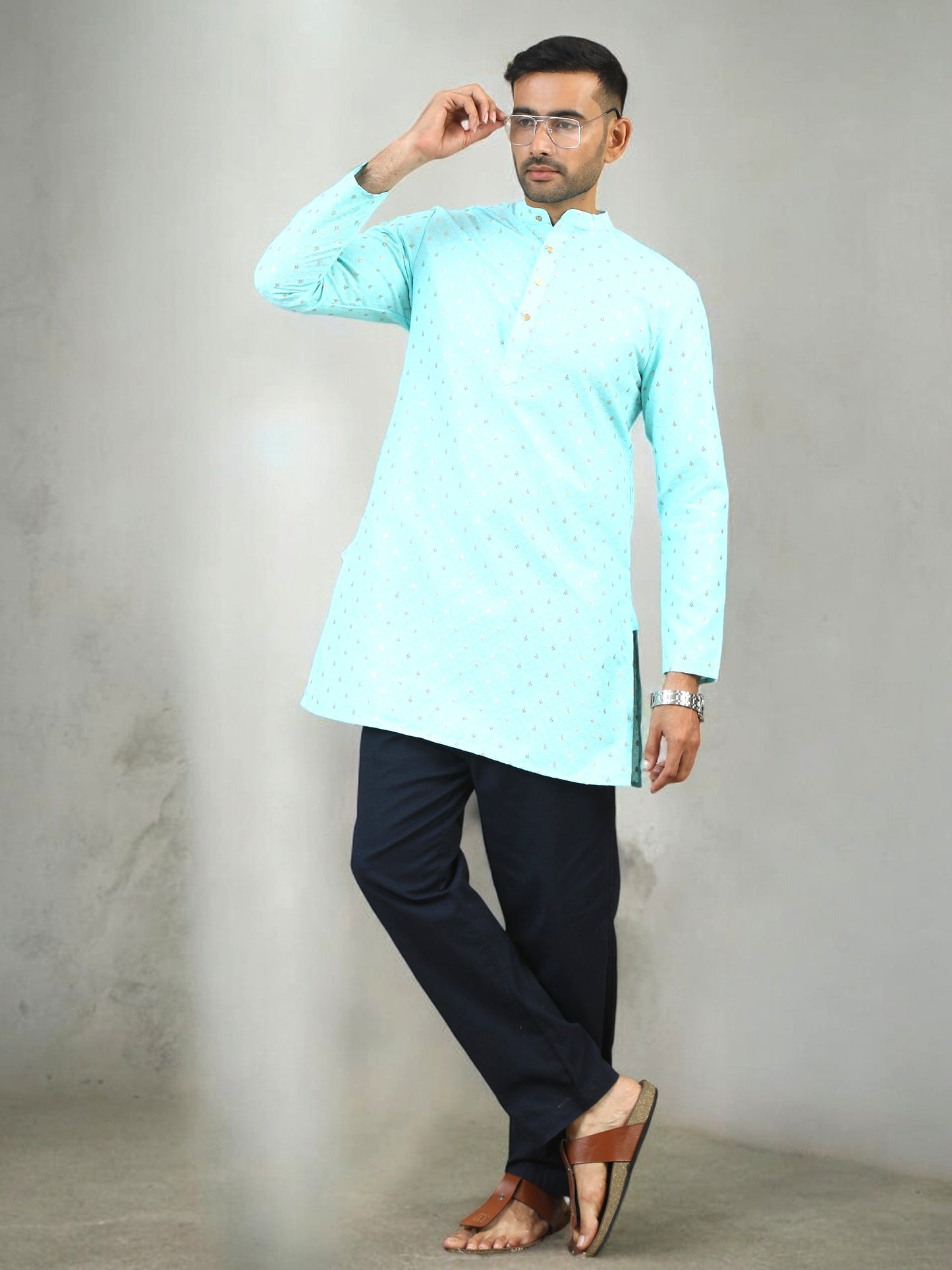 Tattva Men Ethnic Motif Straight Short Kurta