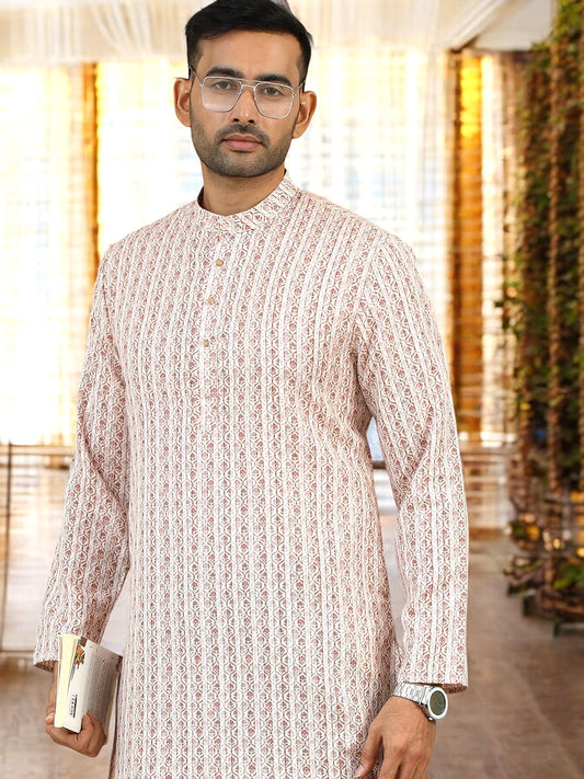 Tattva Ethnic Motifs Printed Mandarin Collar Pure Cotton Short Kurta