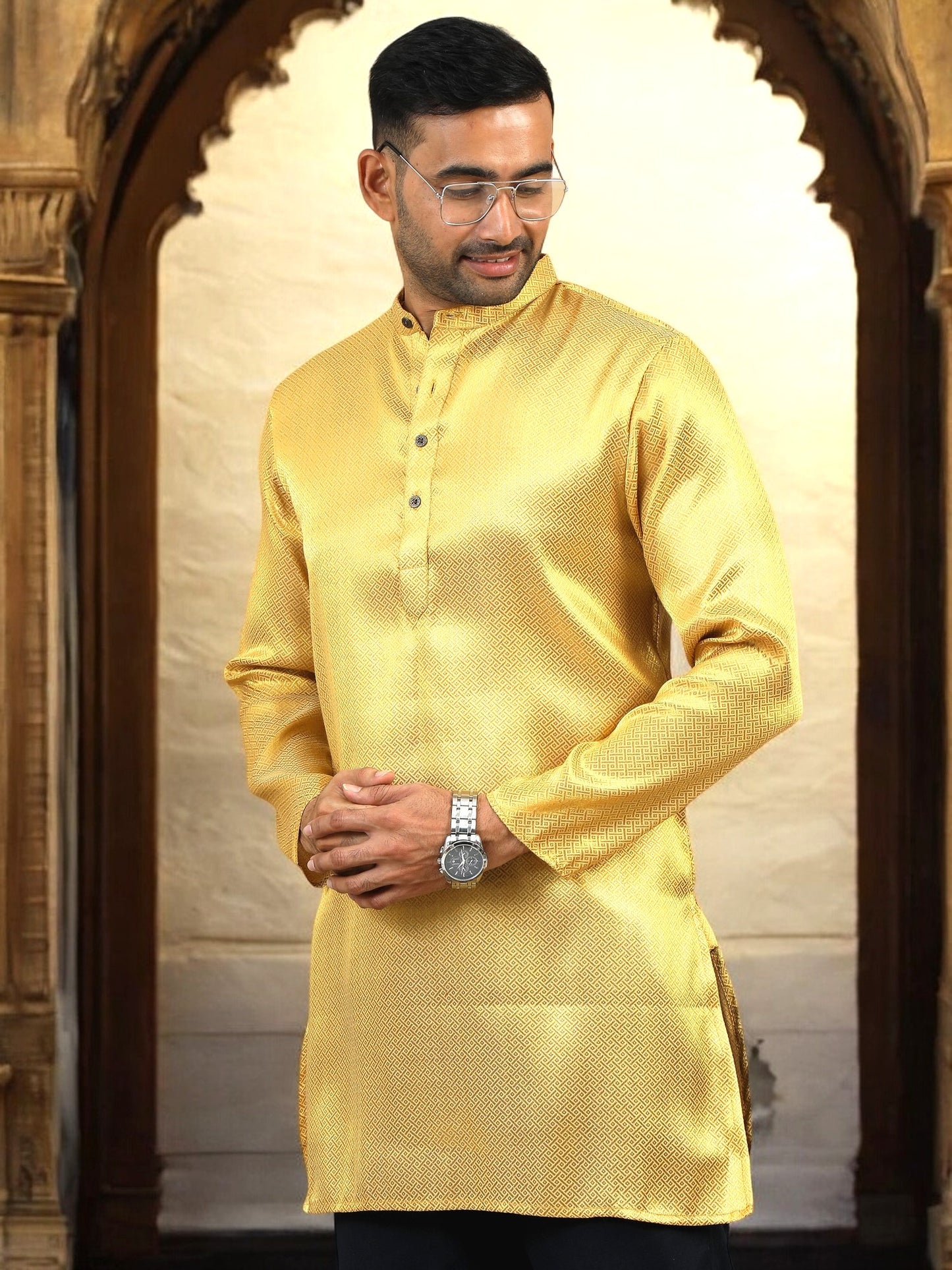 Tattva Men Gold Thread Work Kurta