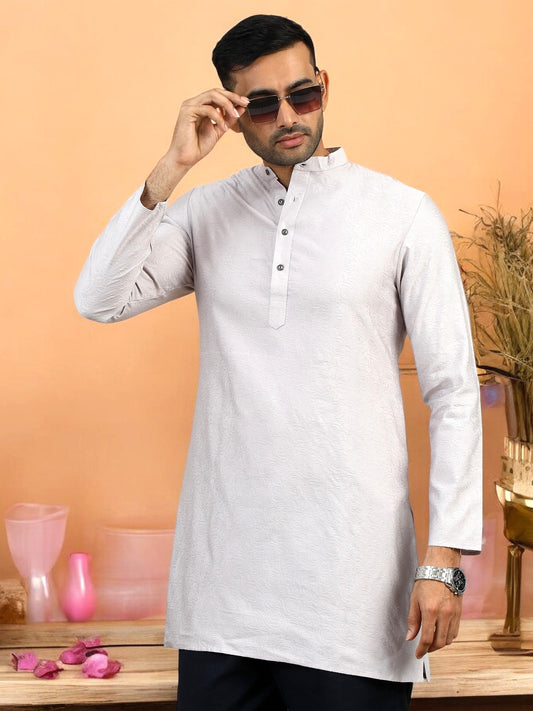 Tattva Men Almond Thread Work Kurta