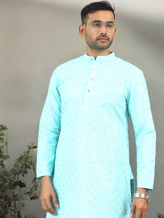 Tattva Men Ethnic Motif Straight Short Kurta