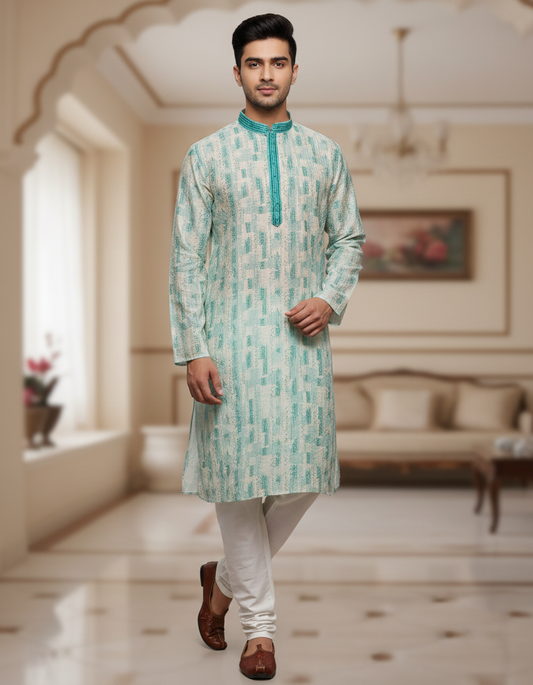 Tattva Men Printed Regular Kurta with Pyjama