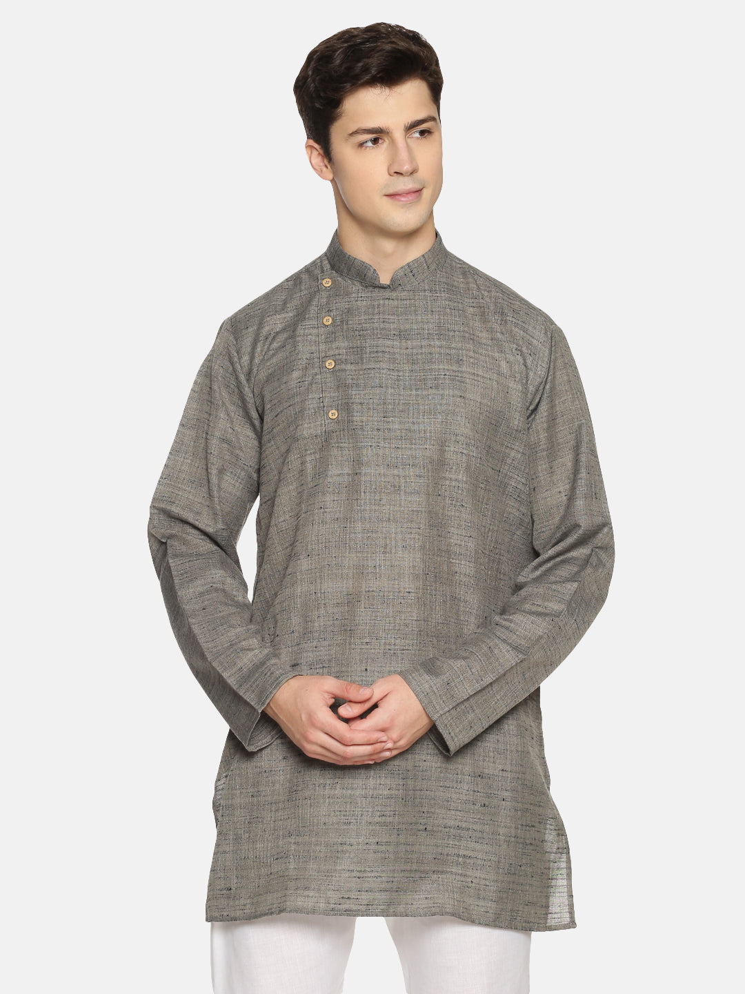 Buy Grey Cotton Straight Solid Kurta - Tattva.Life