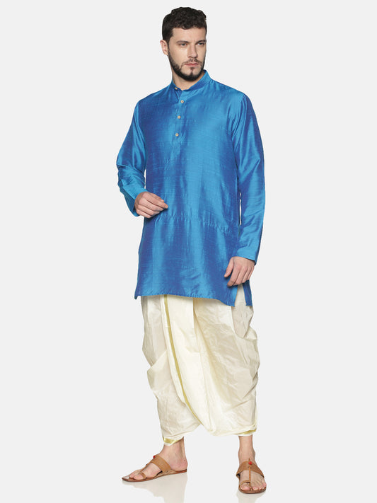 Buy Blue Cotton Solid Kurta With Dhoti Pants - Tattva.Life