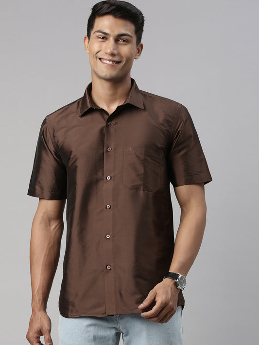 Buy Tattva Mens Coffee Colour Half sleeve Shirt - Tattva.Life