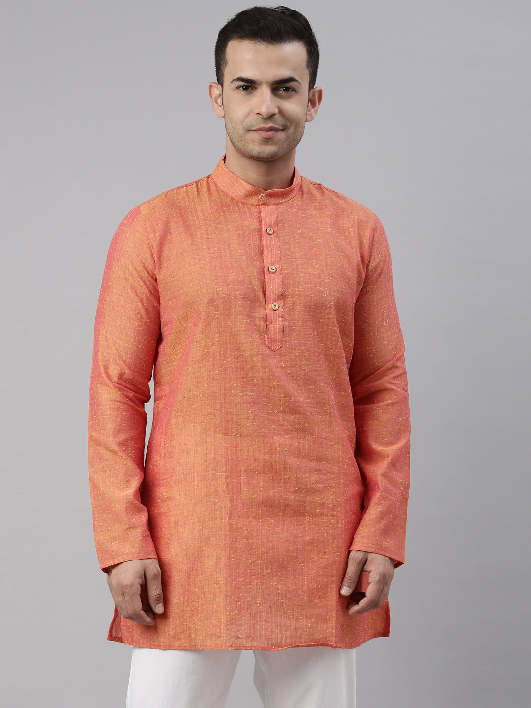 Buy Tattva Peach colour Straight Short Kurta - Tattva.Life