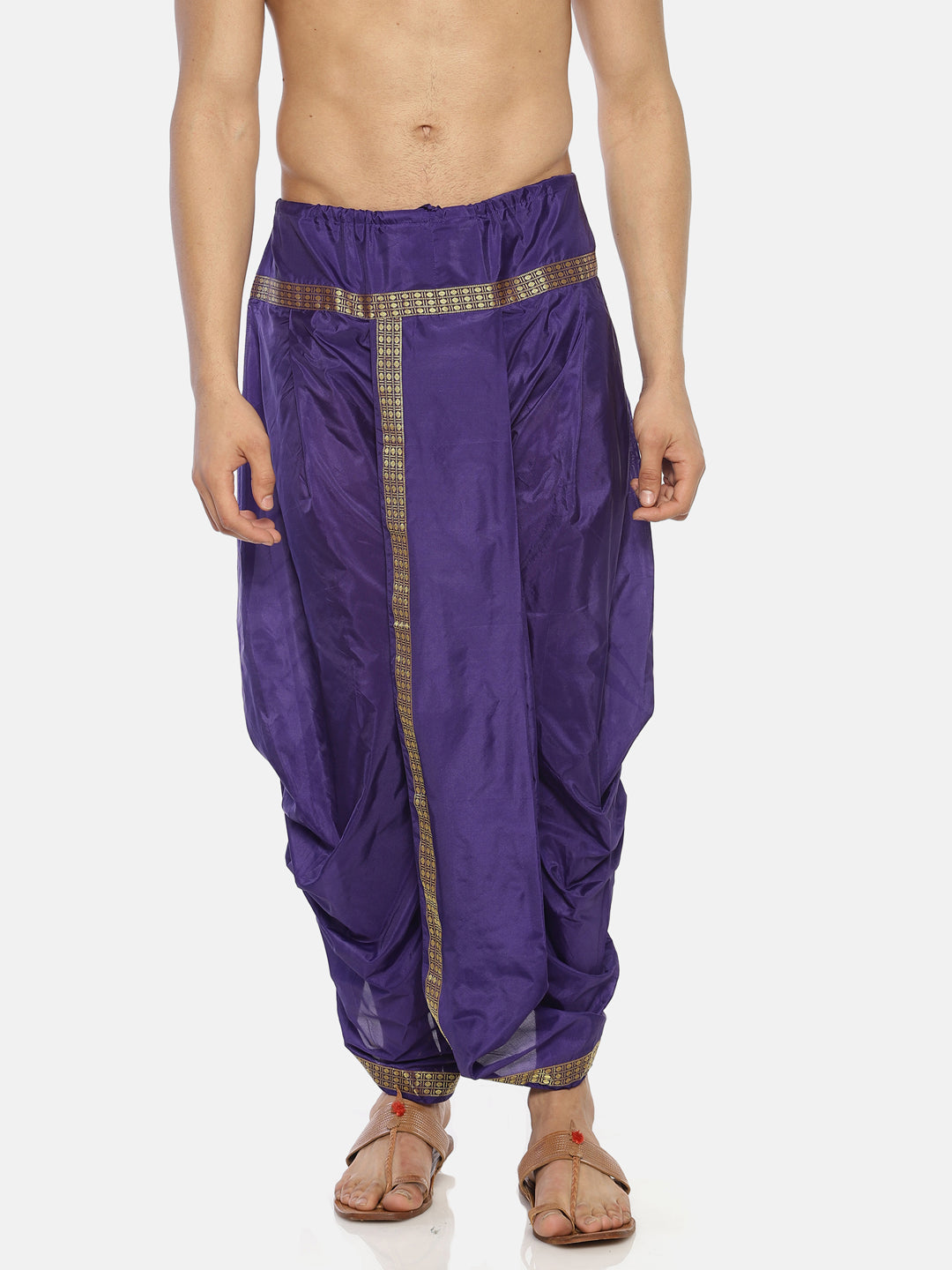 Buy Purple Solid Polyester Stitched Dhoti Pants With Shawl - Tattva.Life