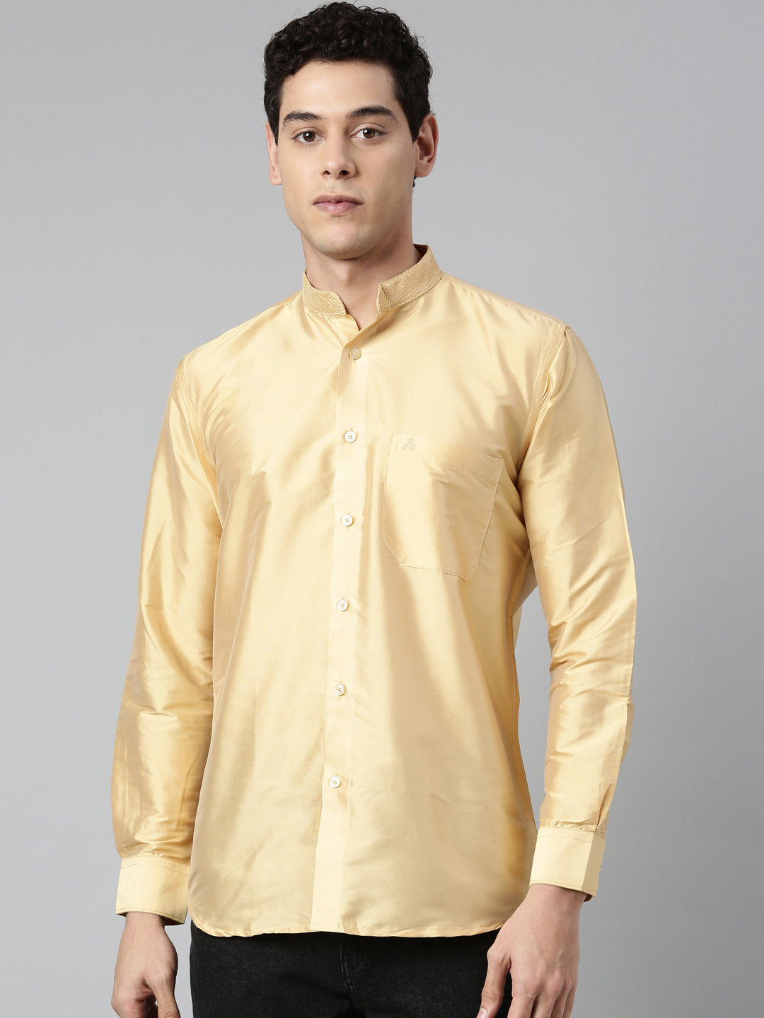 Buy Skin Color Art Silk Slim Fit Solid Party Shirt - Tattva.Life