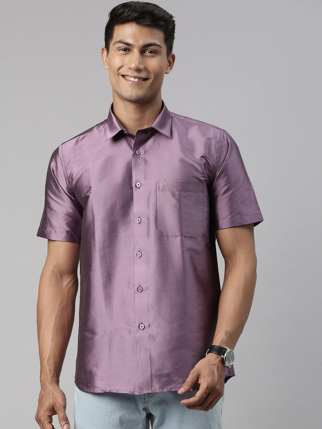 Buy Tattva Mens Lavender Colour Half sleeve Shirt - Tattva.Life