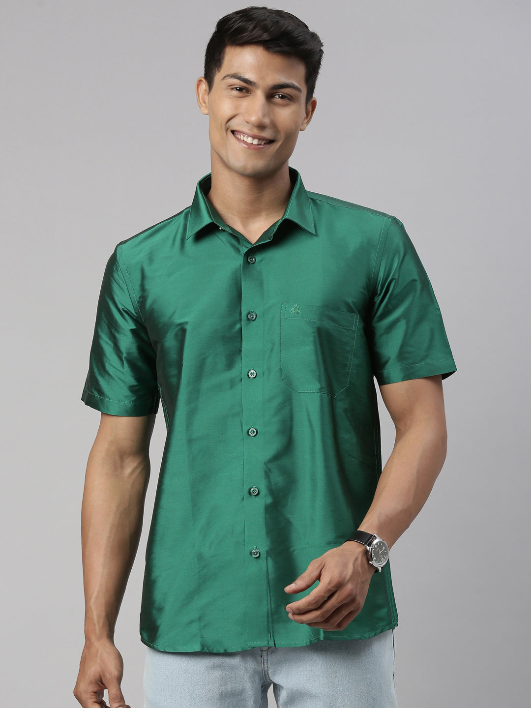 Buy Tattva Mens Green Colour Half sleeve Shirt - Tattva.Life