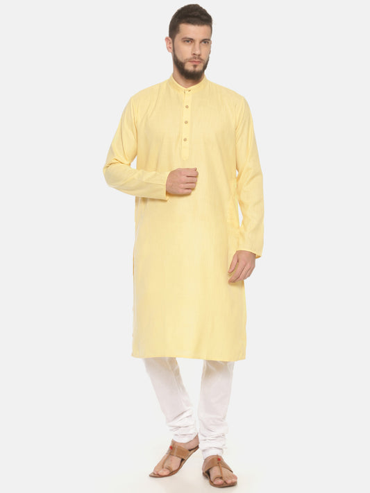 Buy Yellow Cotton Long Kurta With Pajamas - Tattva.Life