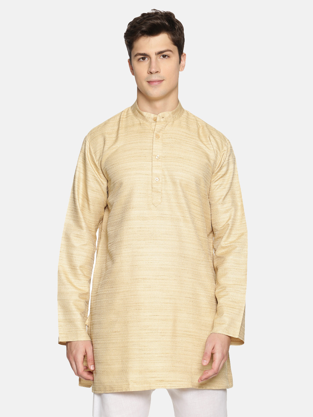 Buy Beige Cotton Solid Short Kurta - Tattva.Life