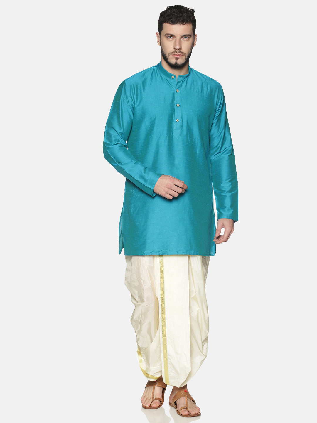 Buy Blue Cotton Solid Kurta With Dhoti Pants - Tattva.Life