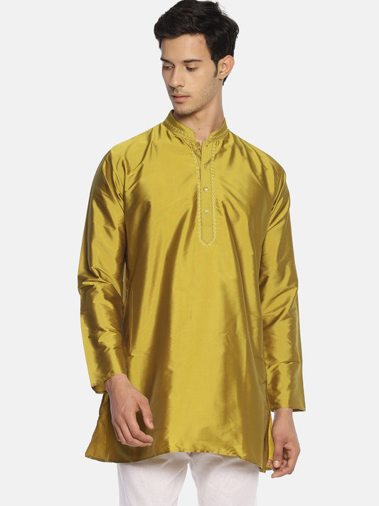 Buy Green Polyester Straight Short Kurta - Tattva.Life