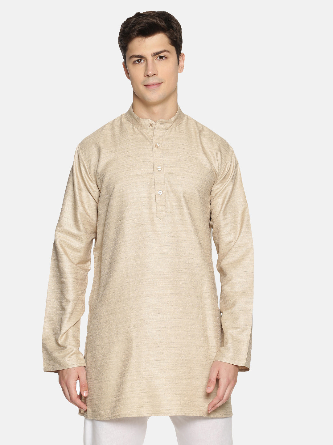 Buy Beige Cotton Solid Straight Kurta - Tattva.Life