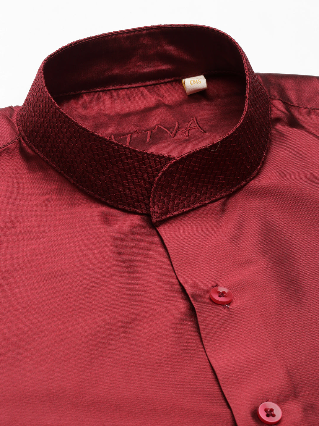 Maroon Color Art Silk Slim Fit Solid Party Shirt