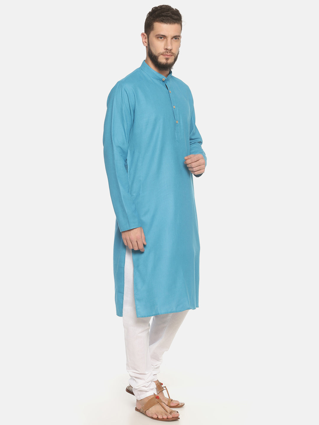 Sky Blue Cotton Kurta With Pyjamas