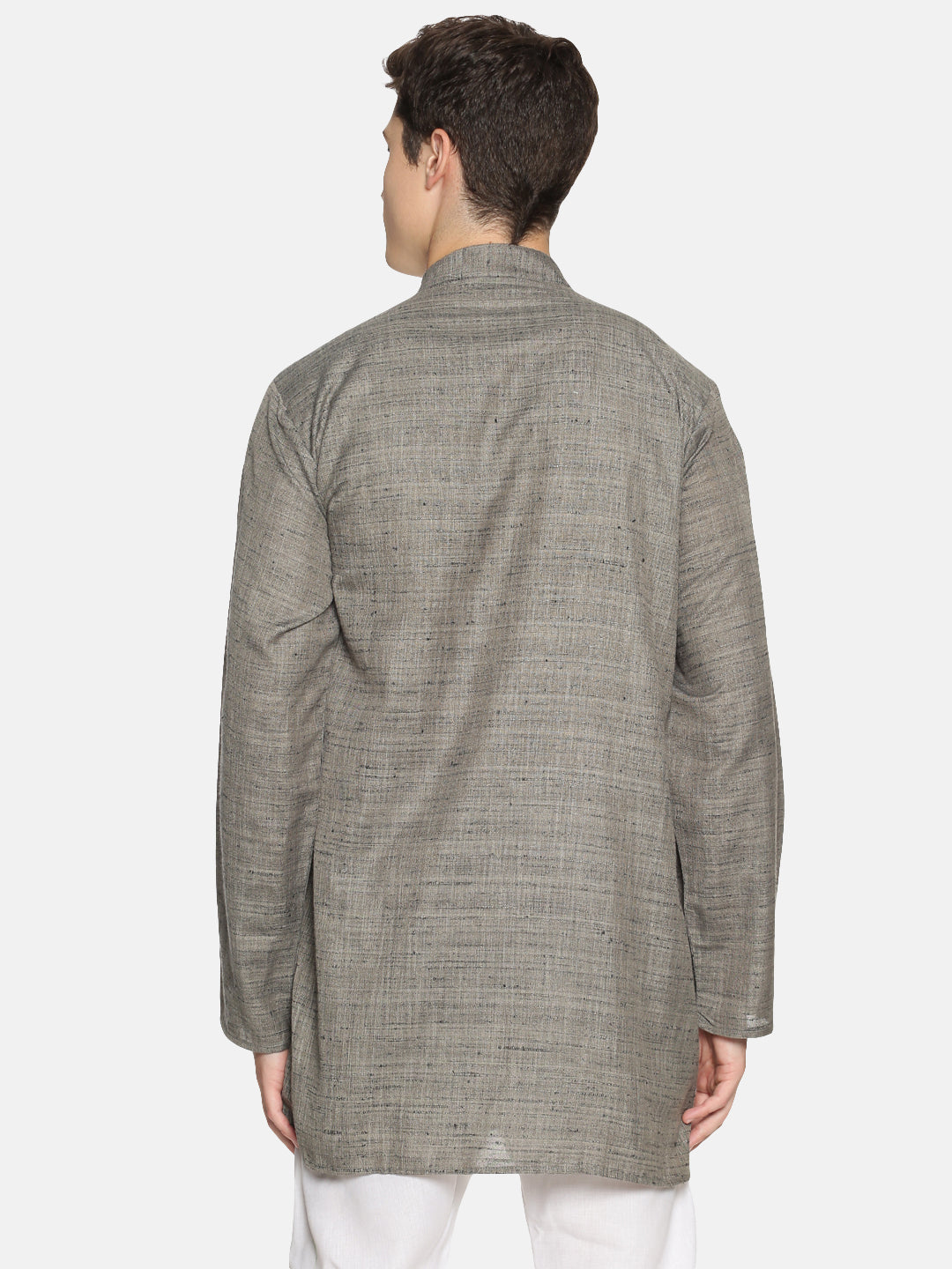 Grey Cotton Straight Solid Kurta