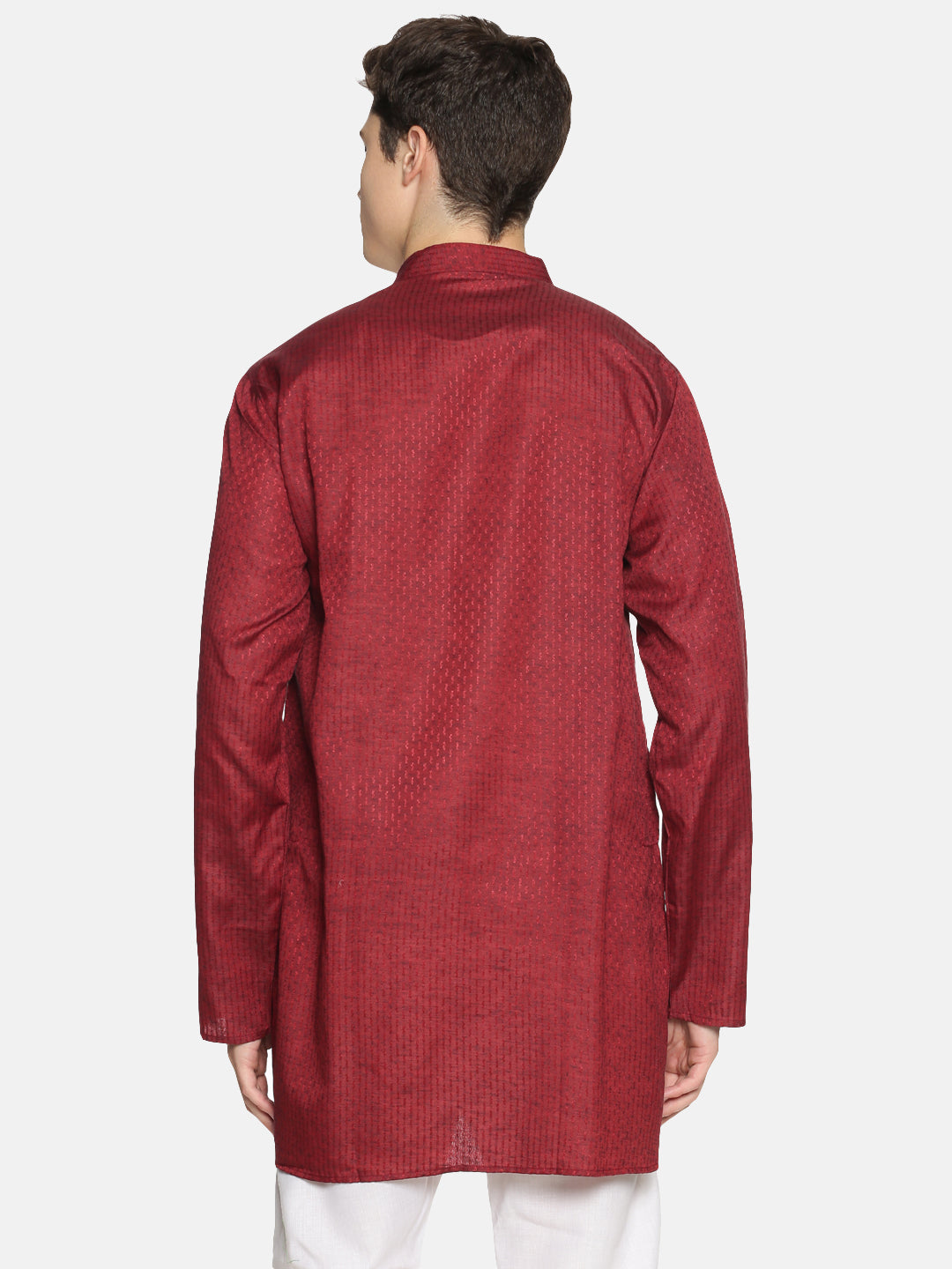 Maroon Cotton Woven Design Straight Kurta