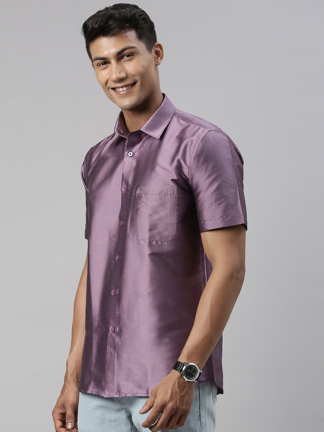 Tattva Mens Lavender Colour Half sleeve Shirt