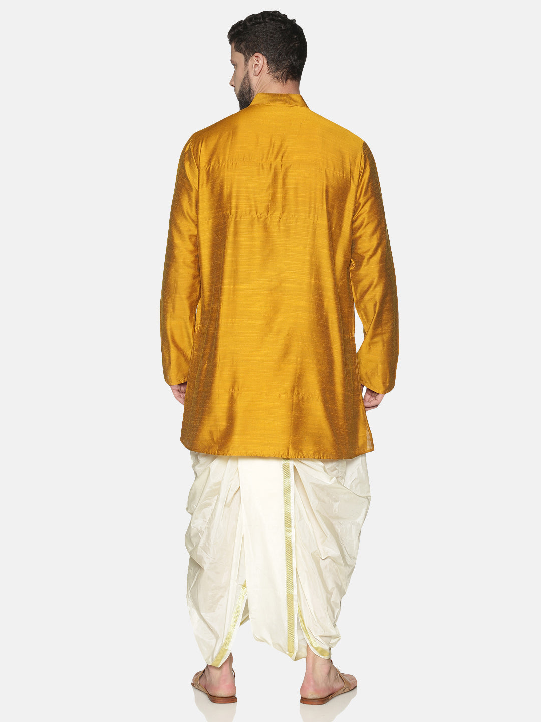 Mustard Cotton Solid Kurta With Dhoti Pants