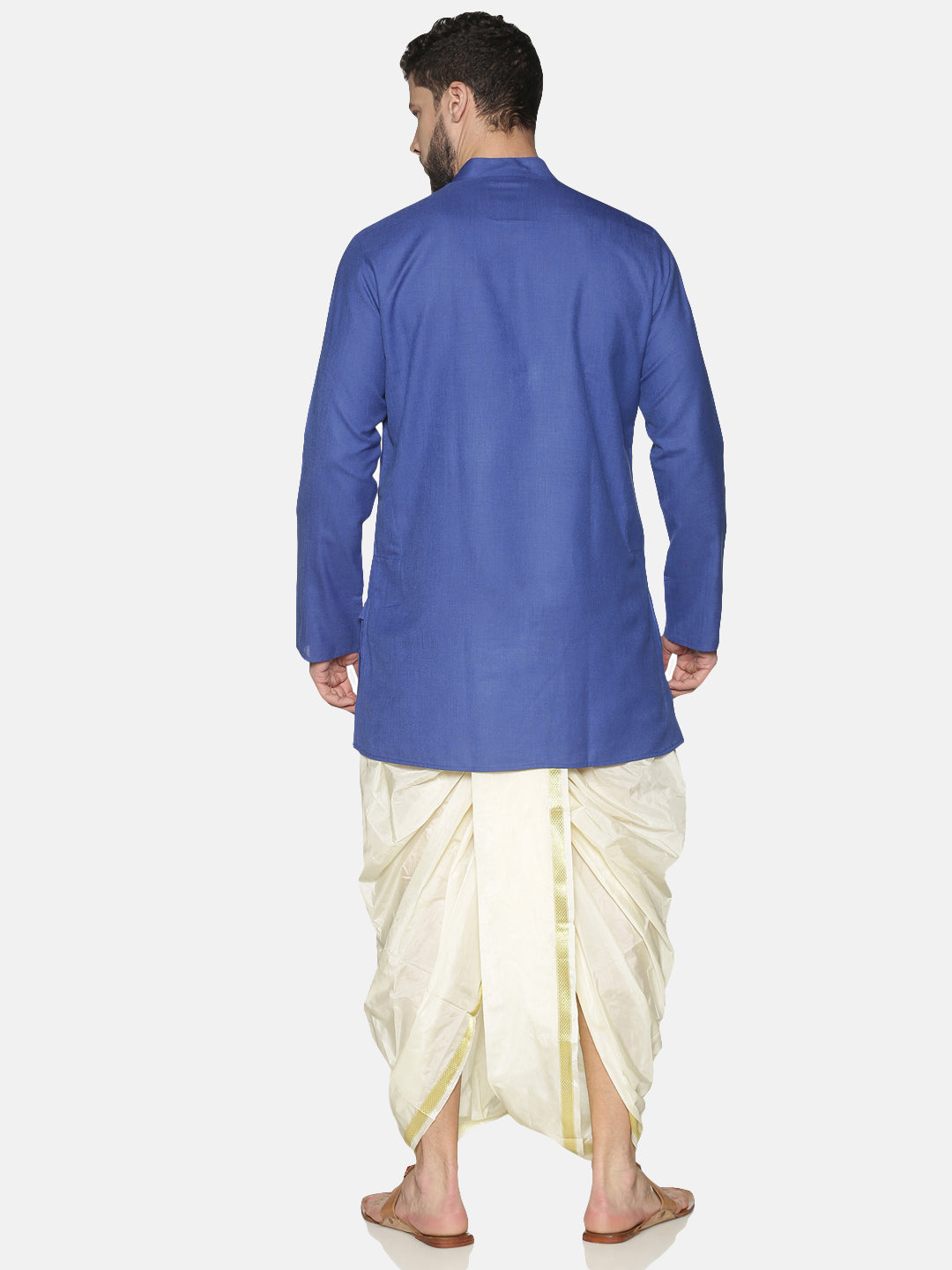 Blue Cotton Short Kurta With Dhoti Pants