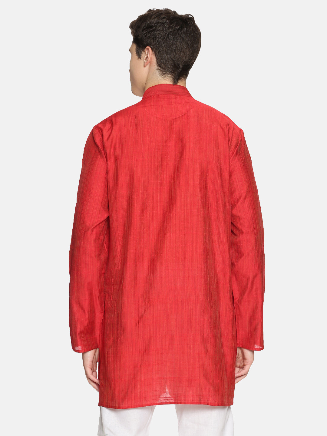 Red Cotton Short Solid Kurta