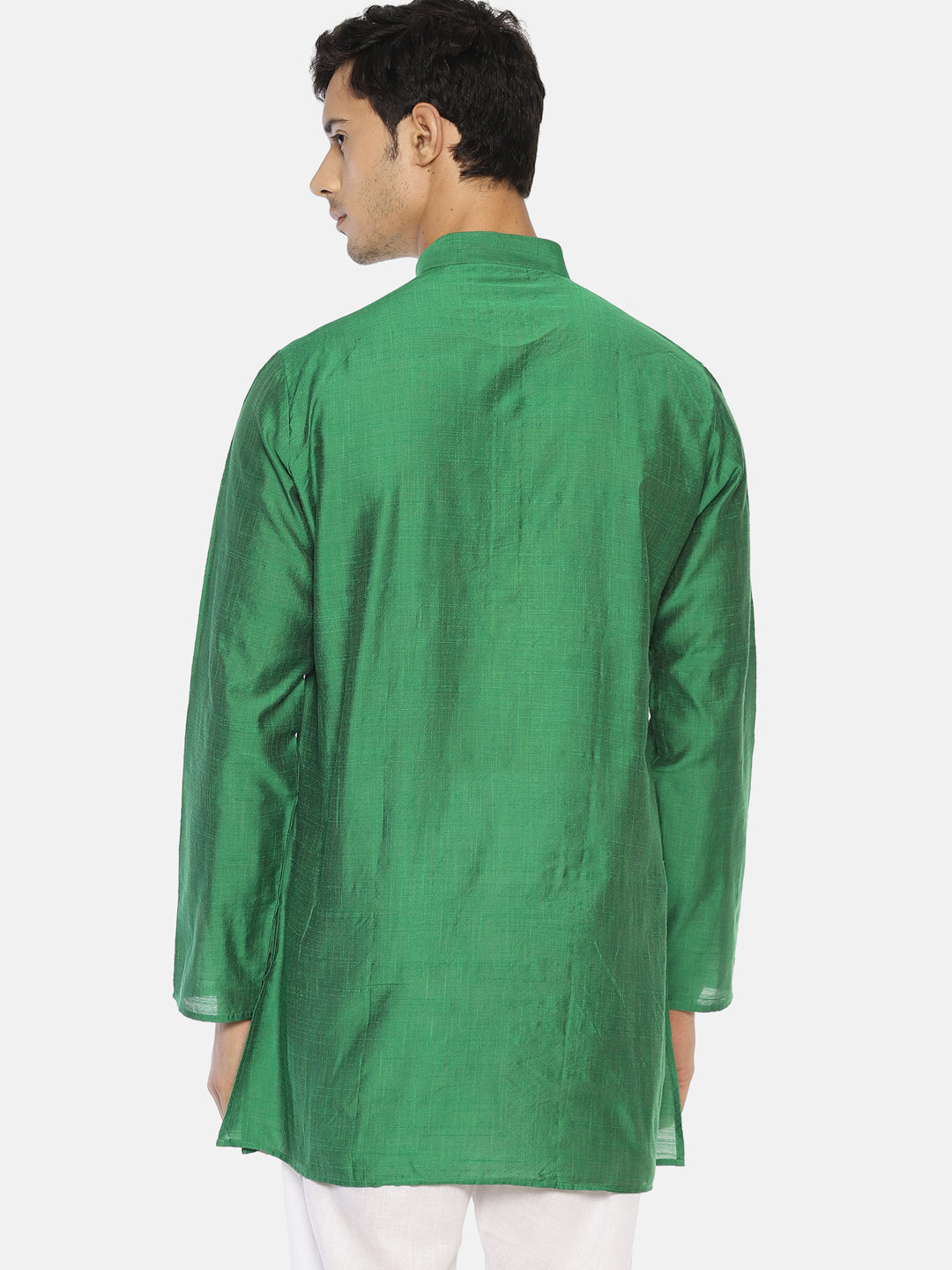 Green Cotton Straight Solid Short Kurta