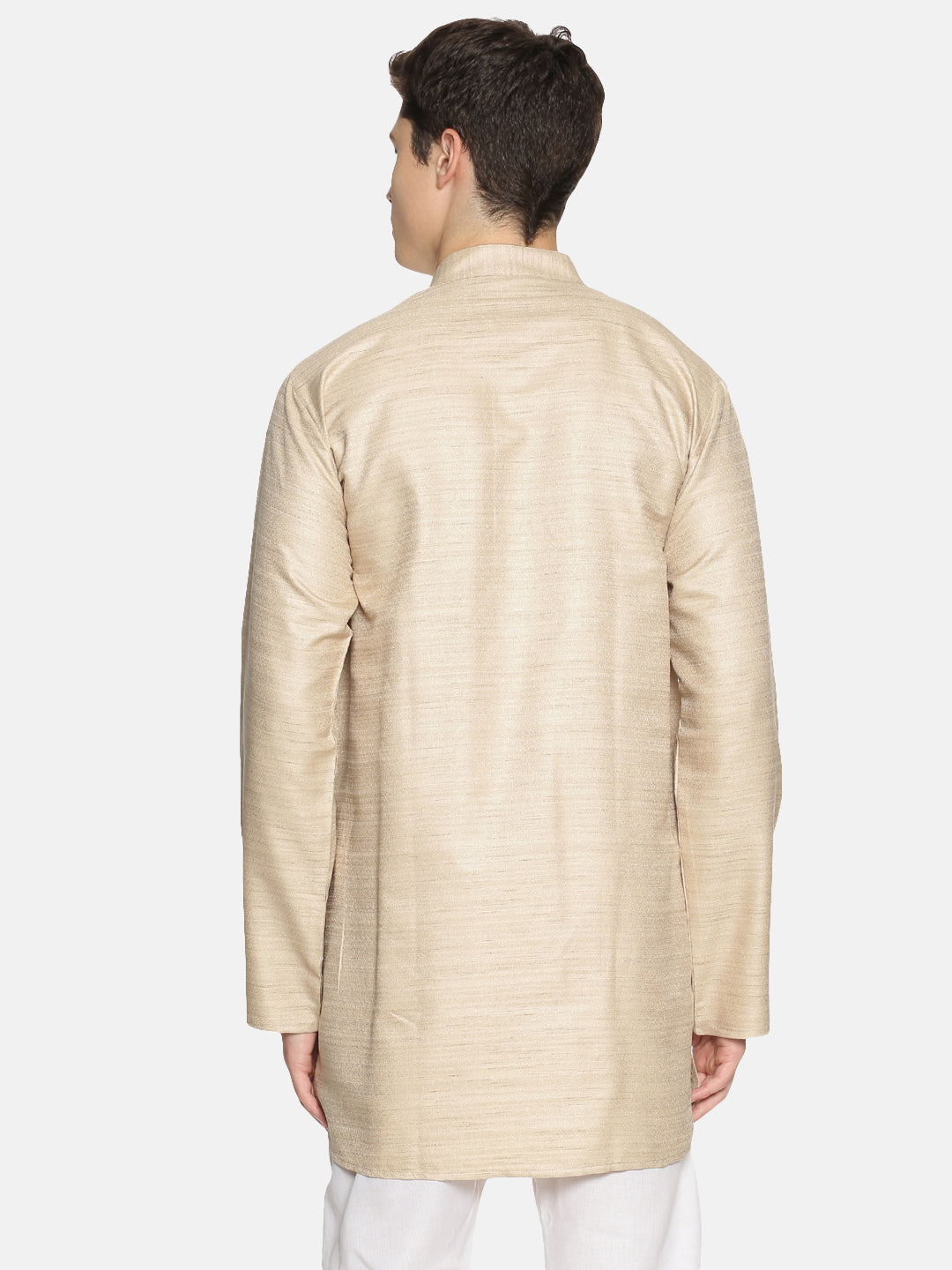 Beige Cotton Solid Straight Kurta