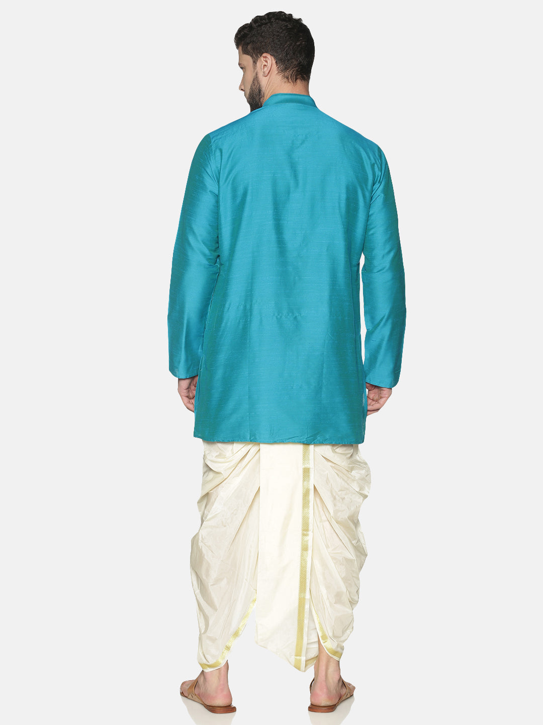 Blue Cotton Solid Kurta With Dhoti Pants