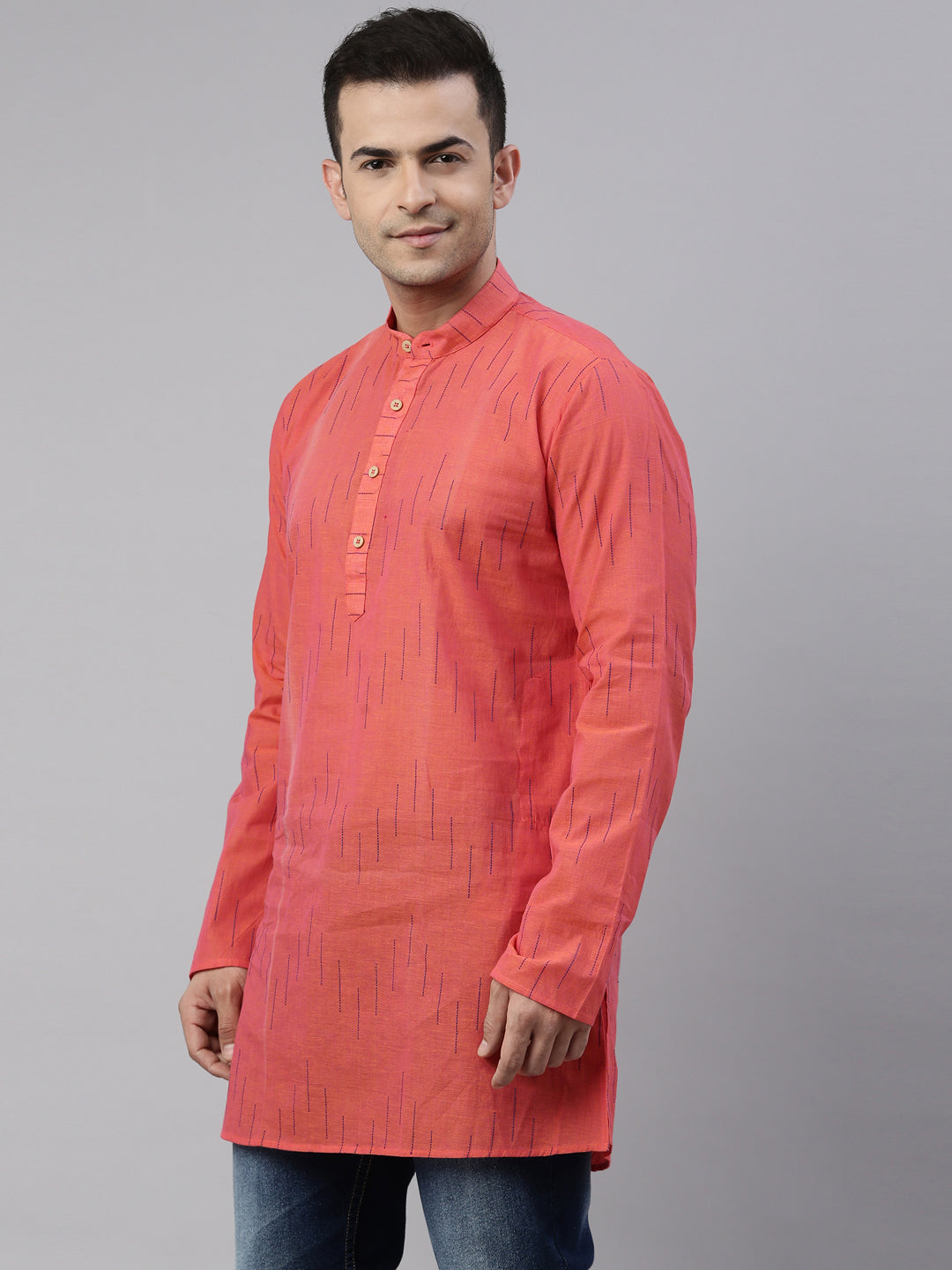 Tattva Peach colour Cotton Straight Cotton Kurta