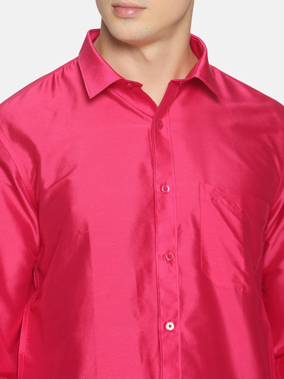 Fushsia Polyester Slim Fit Solid Party Shirt