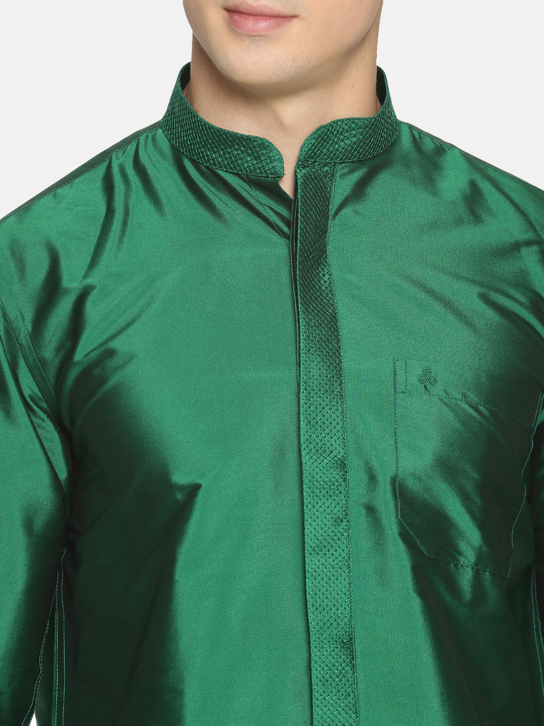 Green Polyester Slim Fit Solid Party Shirt