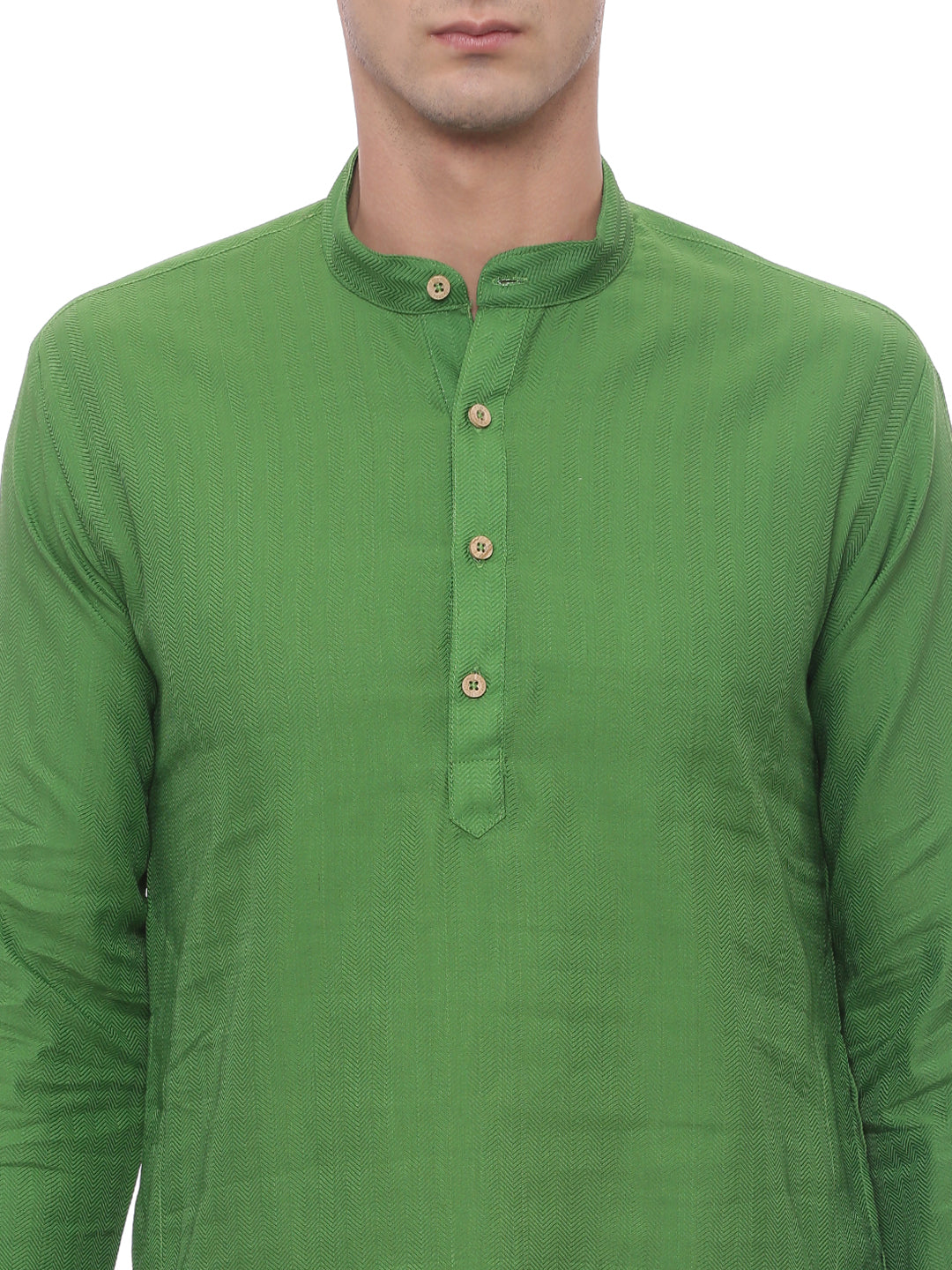 Green Cotton Solid Straight Kurta