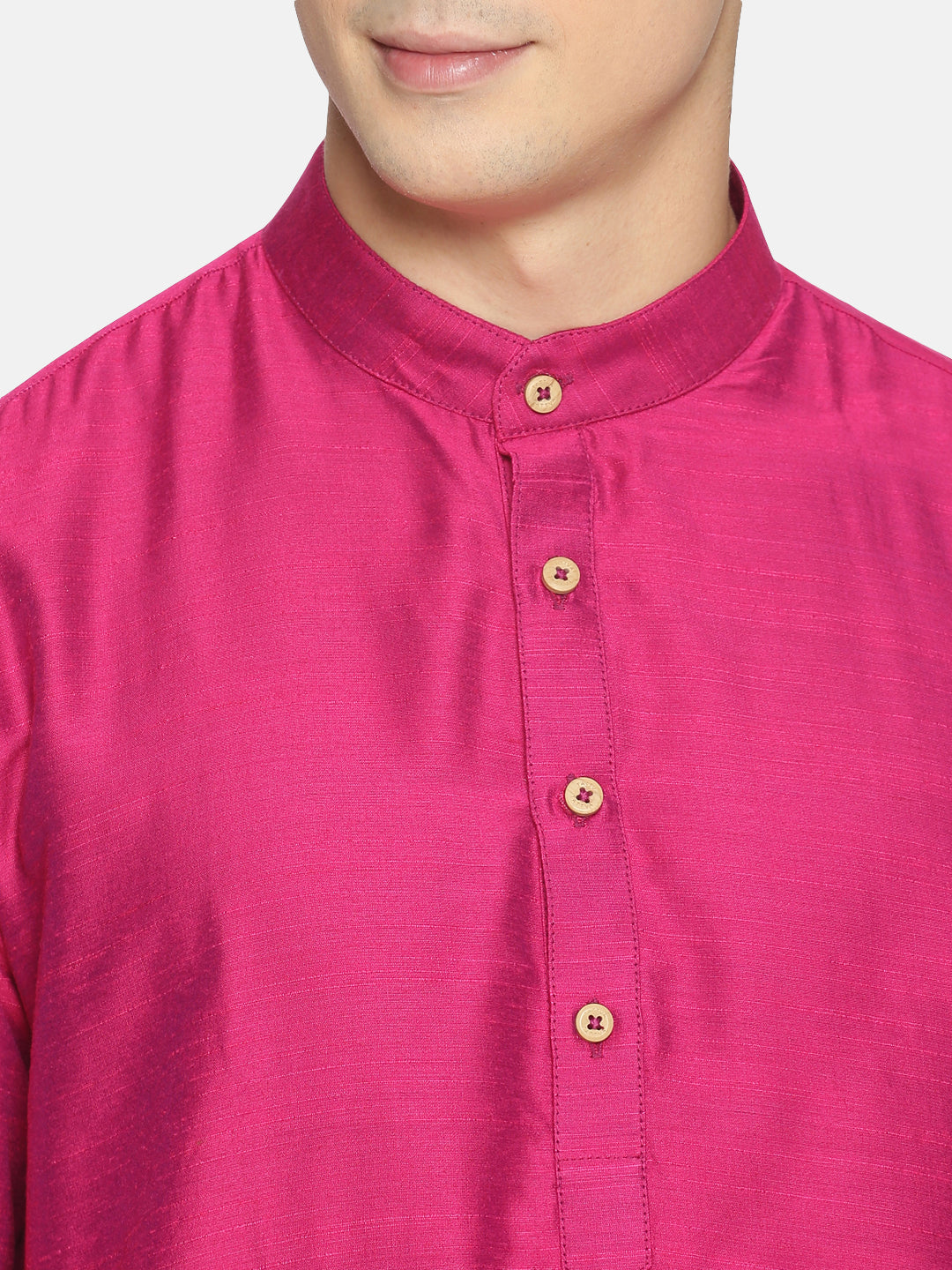 Fuchsia Cotton Straight Long Kurta