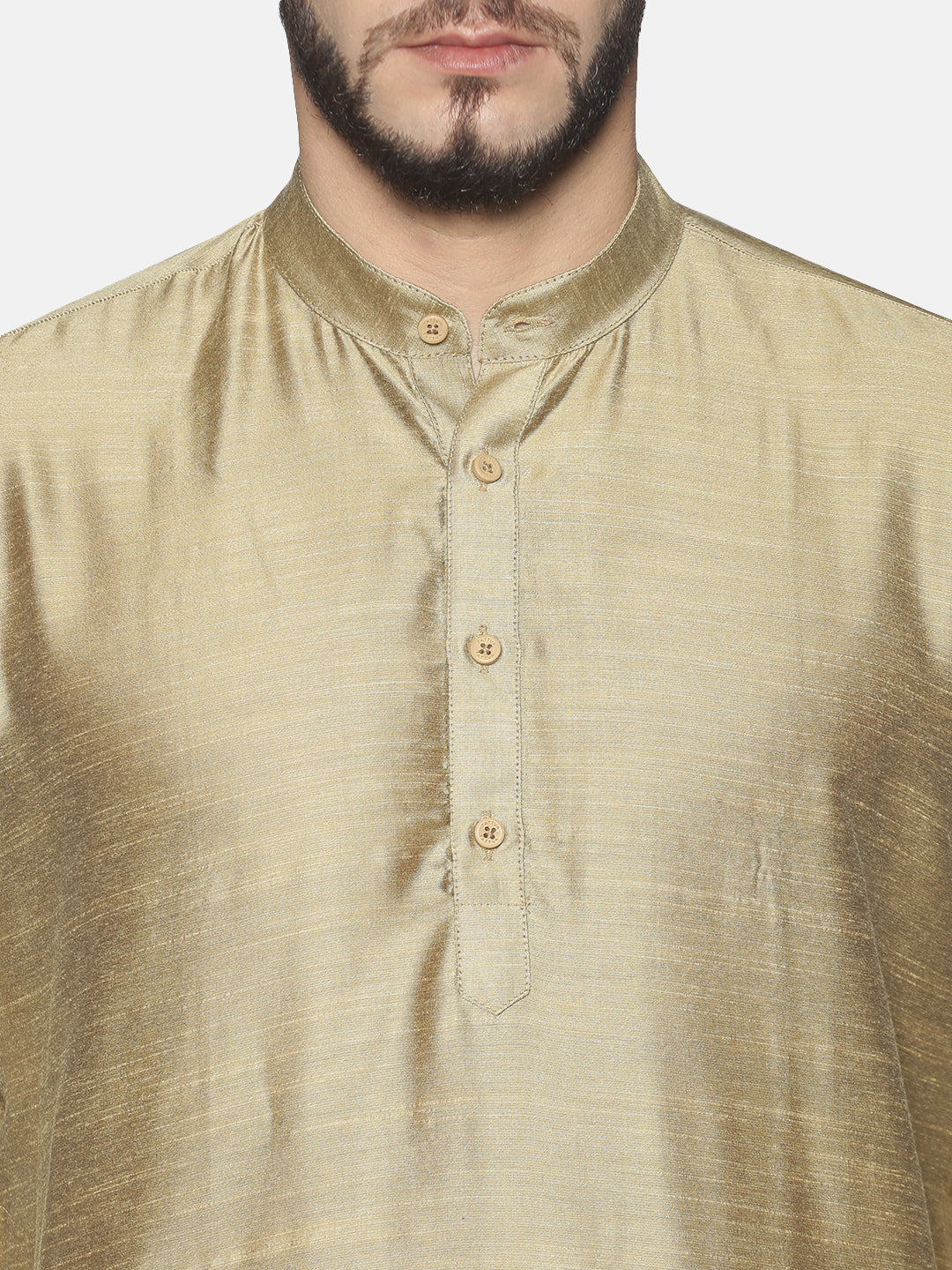 Gold-Toned Cotton Solid Kurta With Dhoti Pants